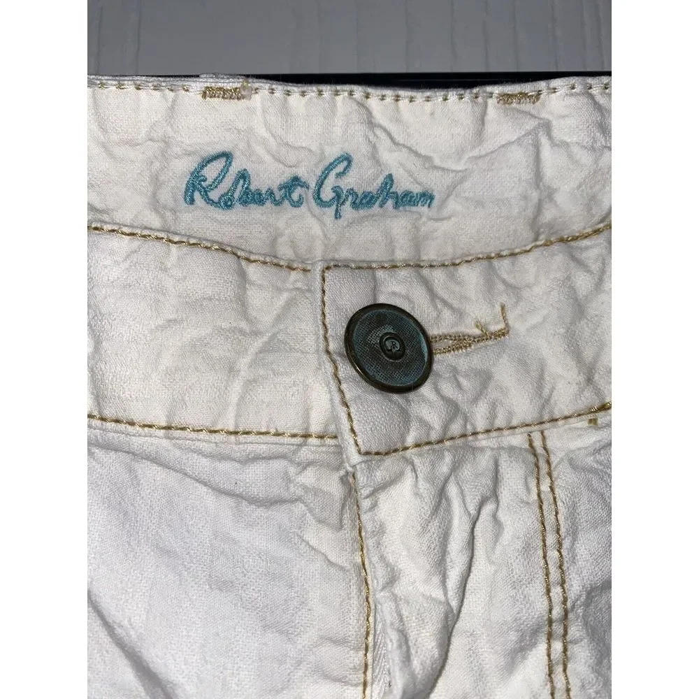 Robert Graham Jeans Classic Yates Mens Pants Size 36/32‎ Off White/Ivory